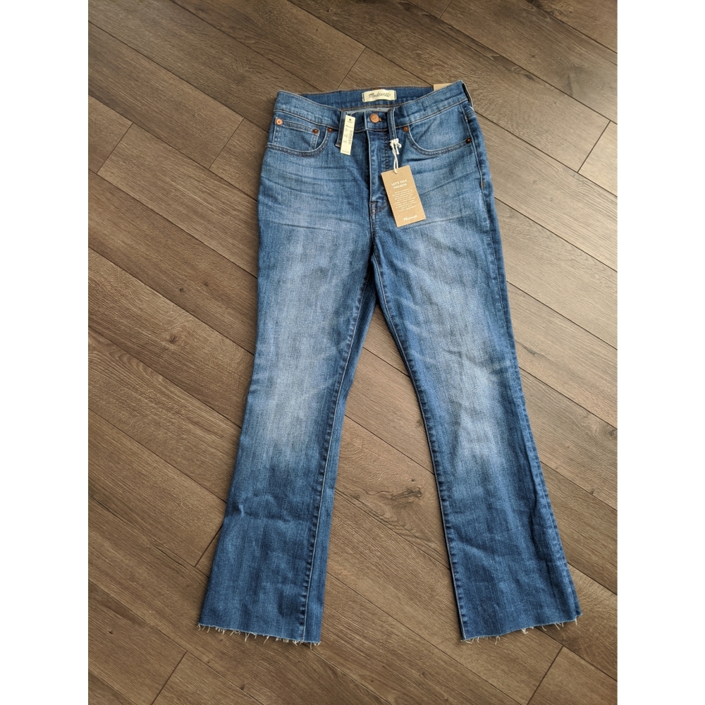 NWT MADEWELL Cali Demi-Boot Jean distressed hem